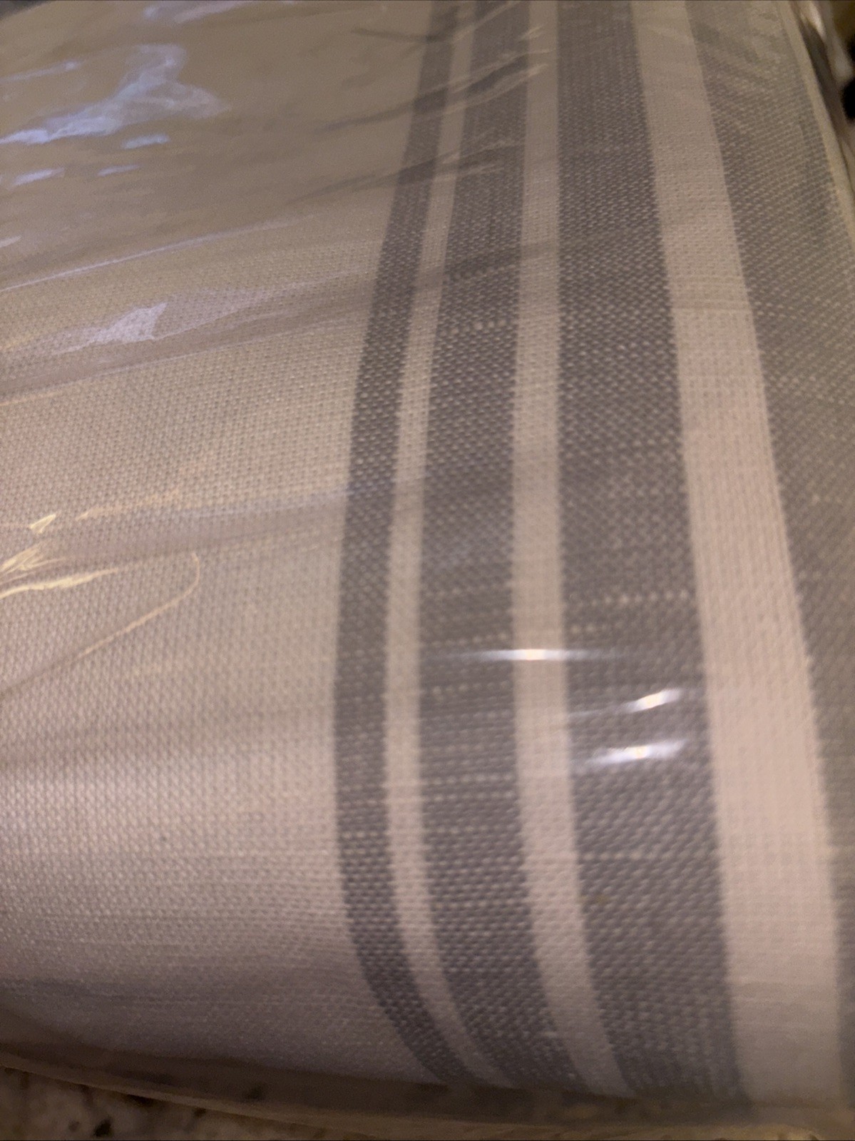 NWOT Quince Set 2 Coastal Stripe Curtain Panels Light Blue Ivory 48”X 84” Darken