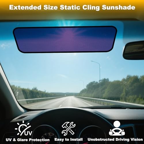 Square Car Window Shades for Windshield & Side Windows, 2-Pack Static Cling