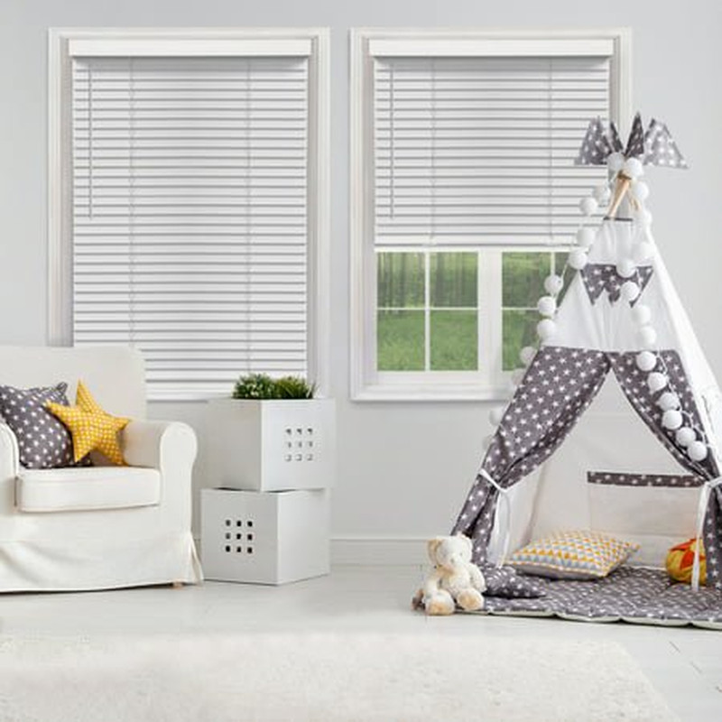 CORDLESS WINDOW BLINDS 2-Inch Faux Wood White Multiple Sizes