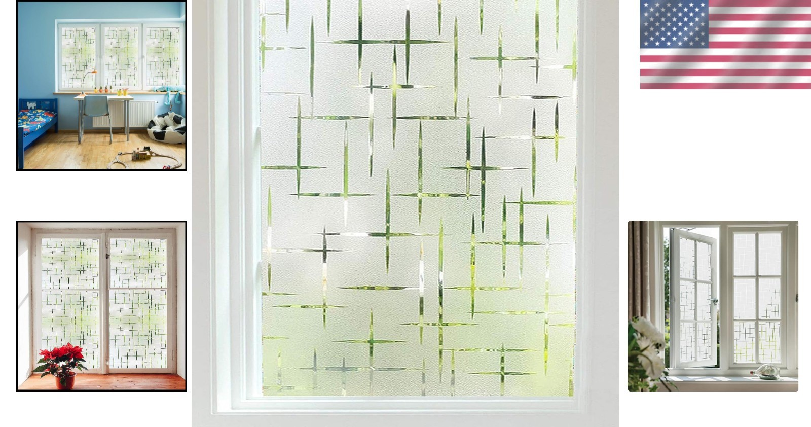 Cross Pattern Static Cling Privacy Film – Frosted Window Film 35.4”x78.7”
