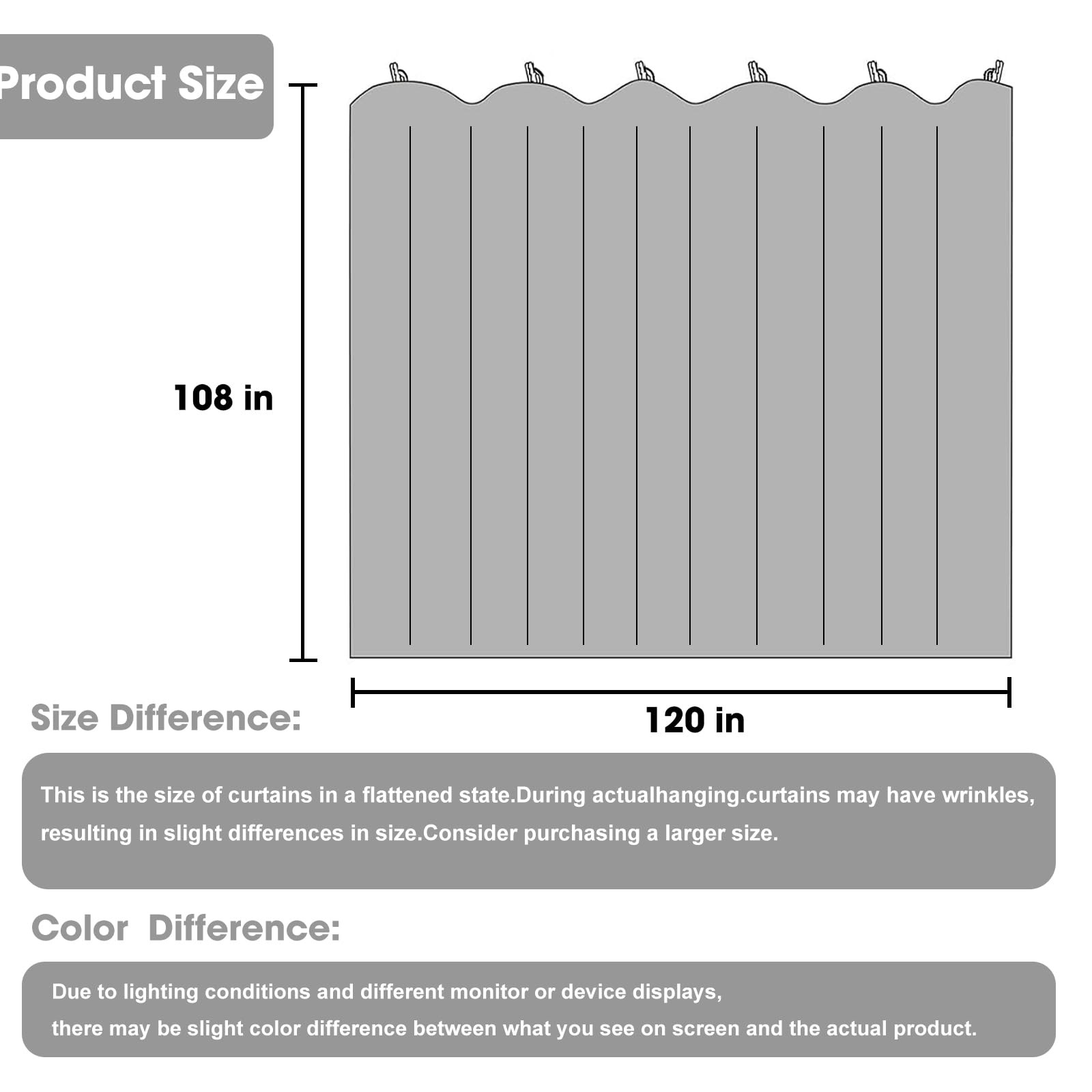 Cbsroro Room Divider Blackout Curtain Track 120×108 Inch 1 Panel Light Grey