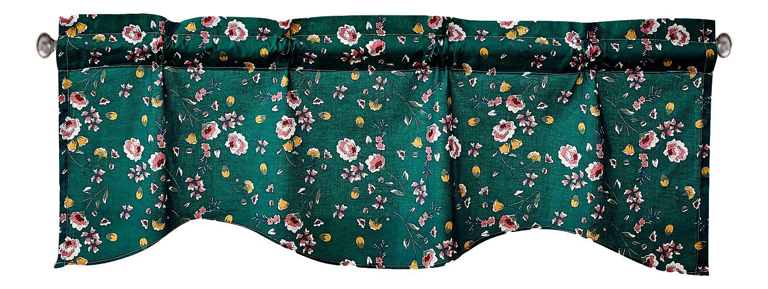 DaDa Bedding Semi Sheer Wild Flowers Green Floral Window Curtain Valance 18 x 52