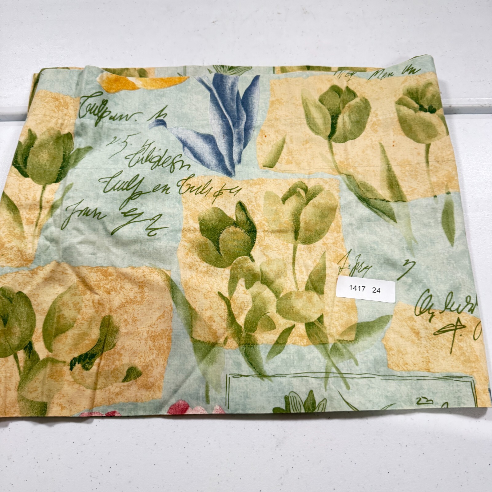 vintage croscill valance curtain green floral plants blend 17×87 usa y2k 90s