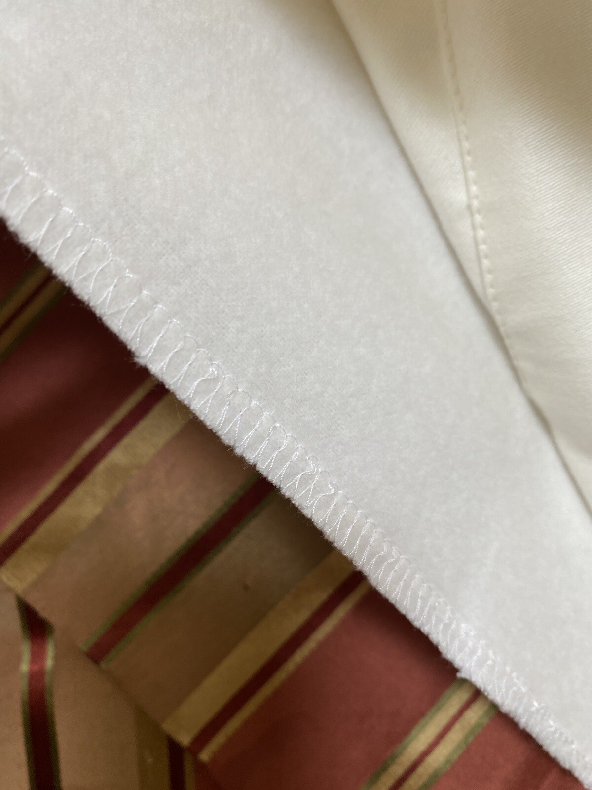 Pair Custom Silk Pinch Pleated Curtain Drapes Inter Lined Rust Gold Stripe 92×34