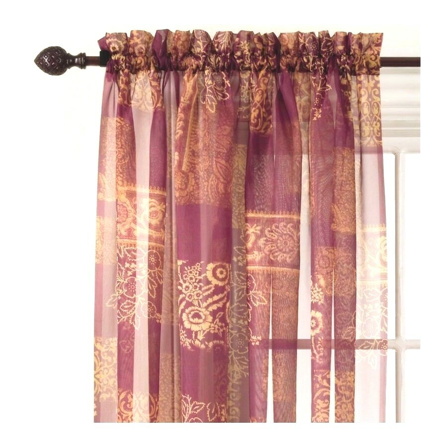 STYLE SELECTIONS Curtain Drape Elena SHEER 59 x 84″L Purple Gold Wine 0115146