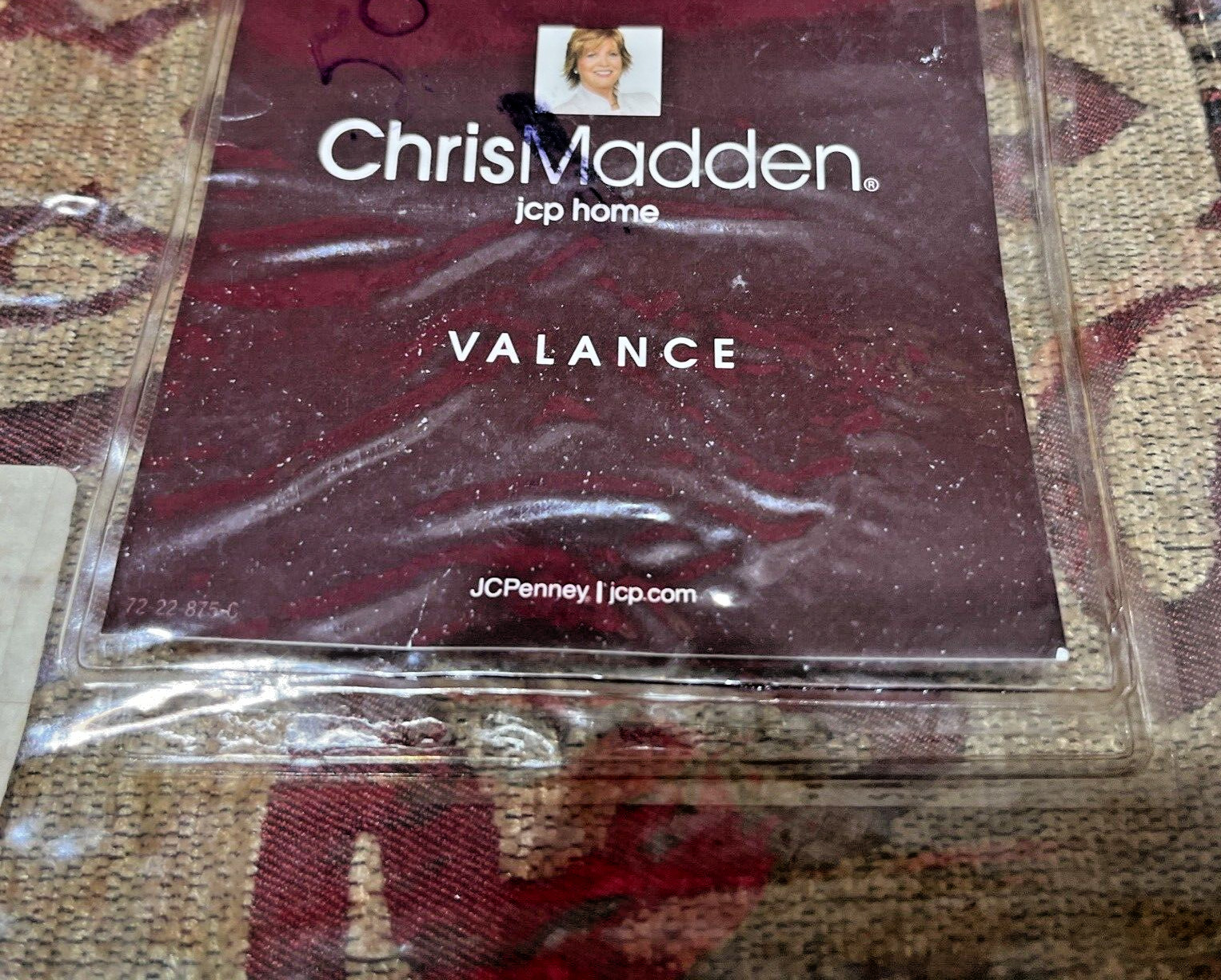 Chris Madden Straight Valance, Anderson, Jacquard, TLRD Claret, Red NEW