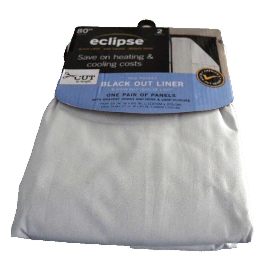 Eclipse 80 Inch Black Out Liner Panel 2 Panels 54″ x 80″ White NEW