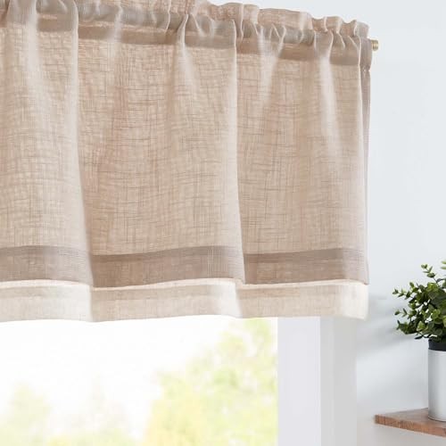 Farmhouse Linen Valance for 50″W x 16″L (Pack of 1) Double Linen | Blush Beige