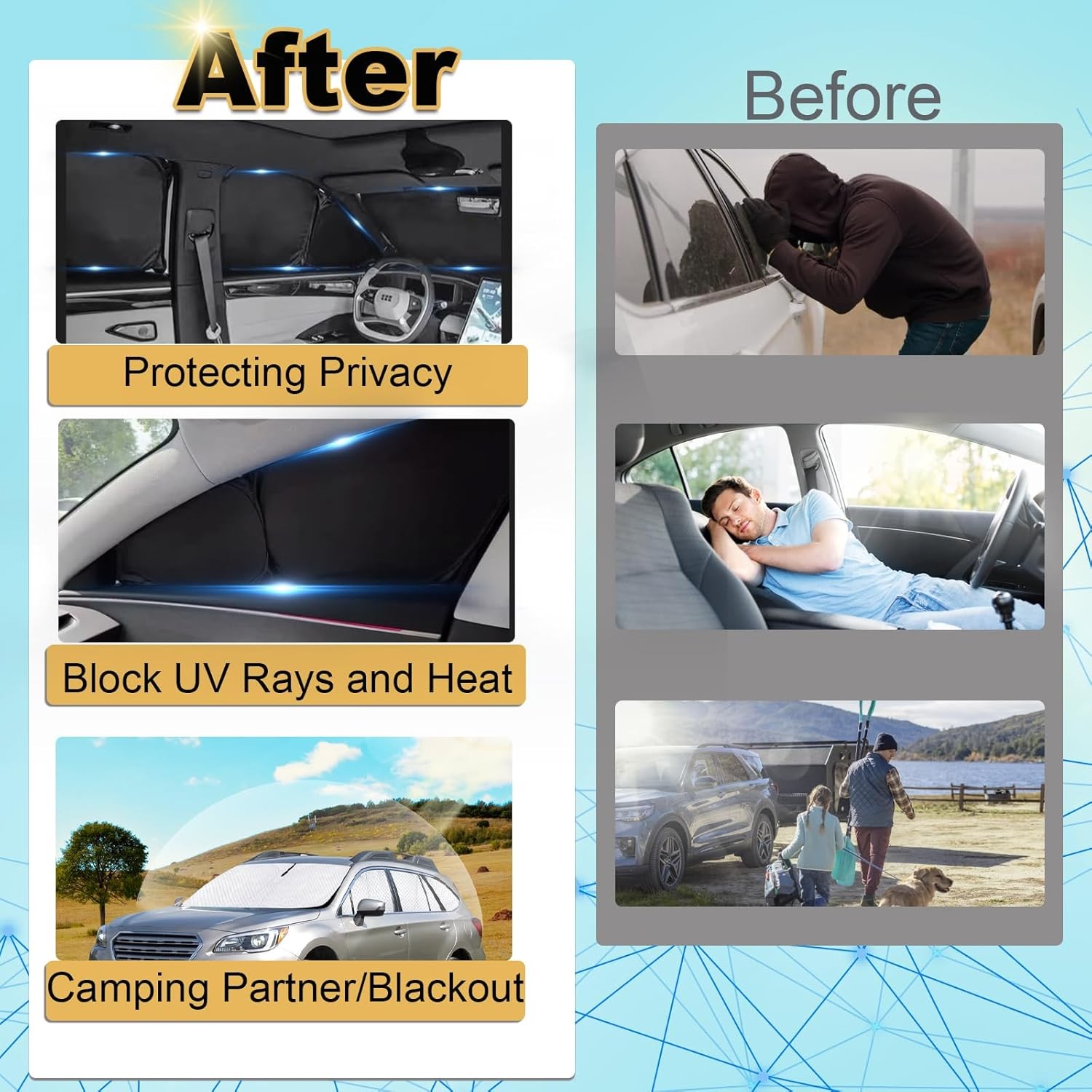 KMF 8pcs Thicken Full Window Sun Shades for Tesla Model Y 2020-2024