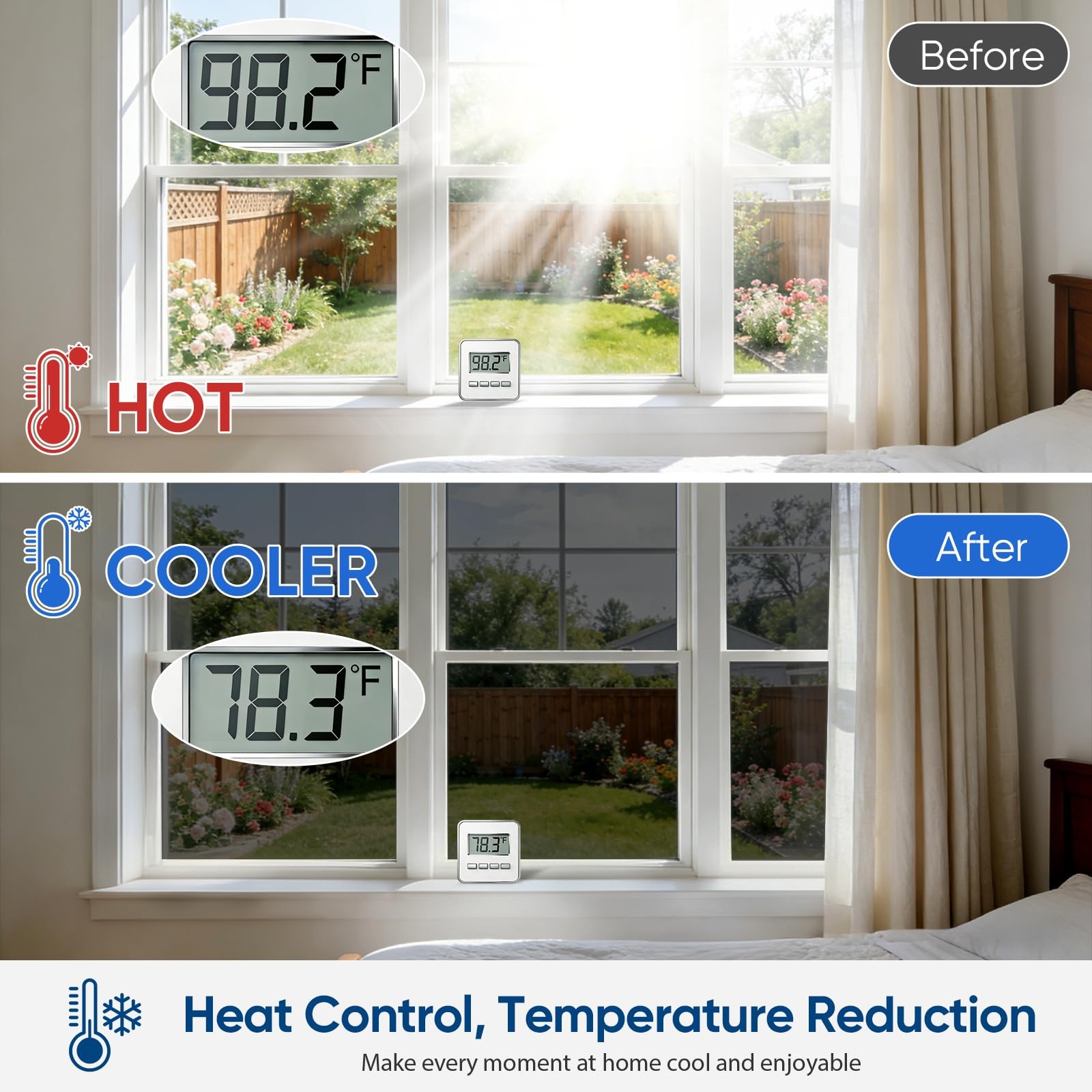 SUNBABY Window Tint for Home One Way Privacy Film Heat & UV Blocking Static