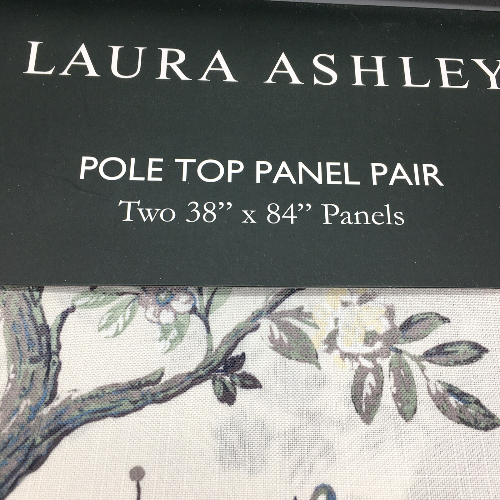 Laura Ashley Peacock 2 Window Curtain Panels 38×84 Belvedere Floral Blue Green