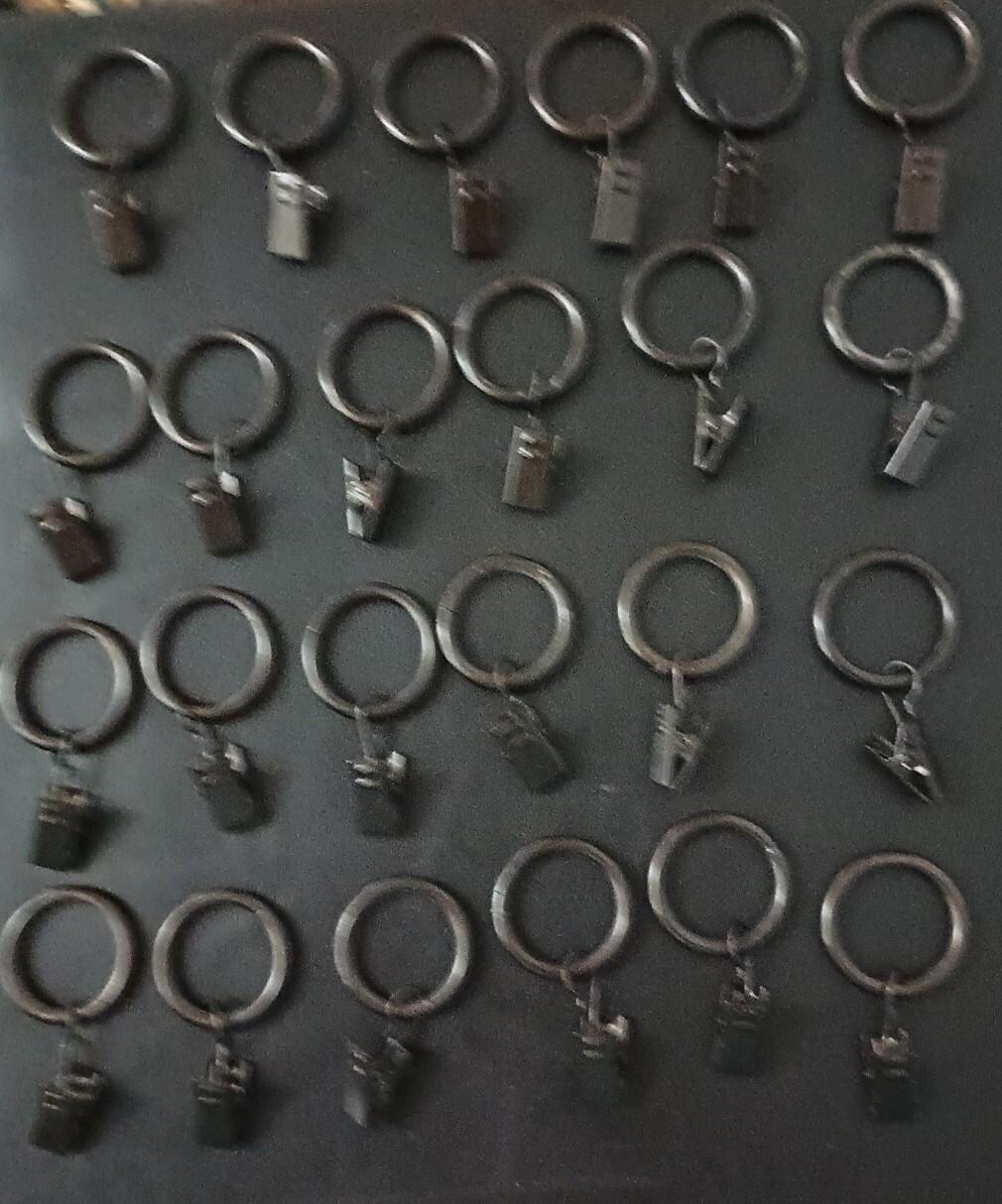 Metal Curtain Rings with Clips & Eyelets 24 QTY Black 1″ I.D. Clamp Rings Bronze