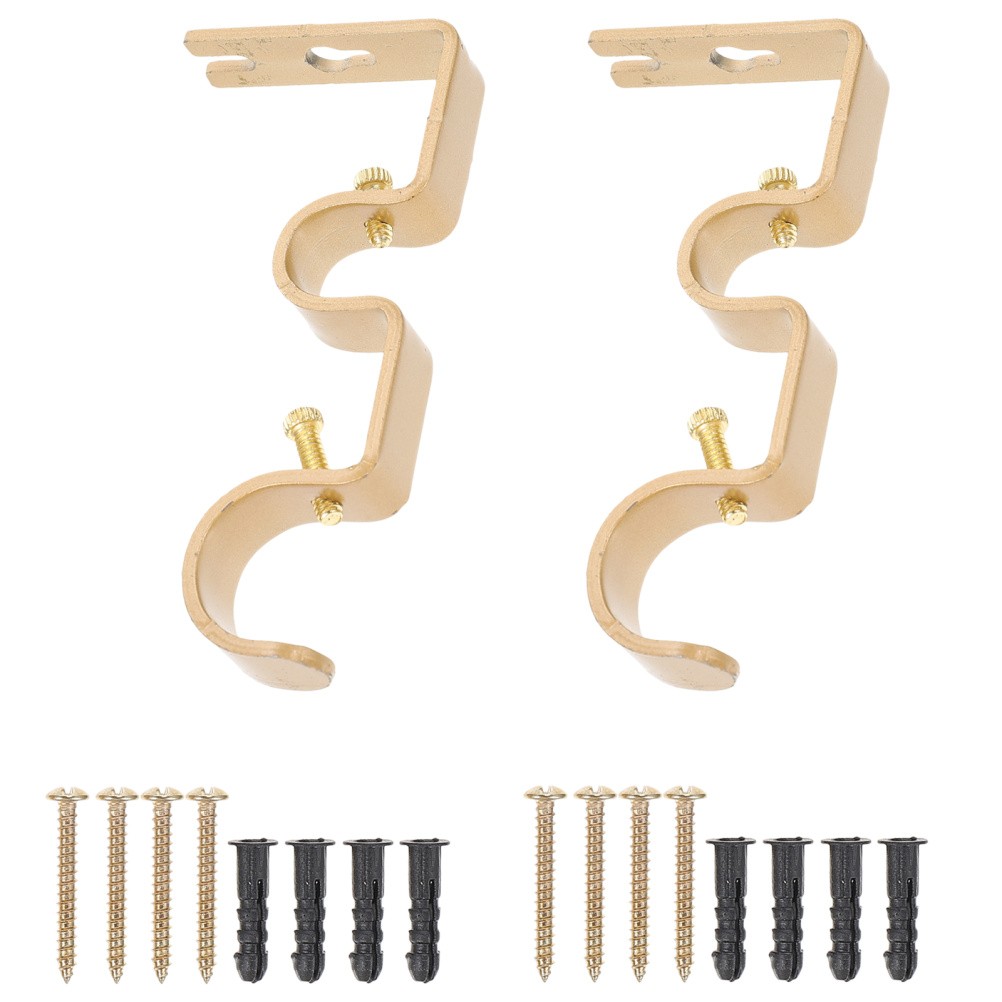 2 Sets Heavy Duty Rod Bracket Wall Mount Curtain Rod Holder Stand