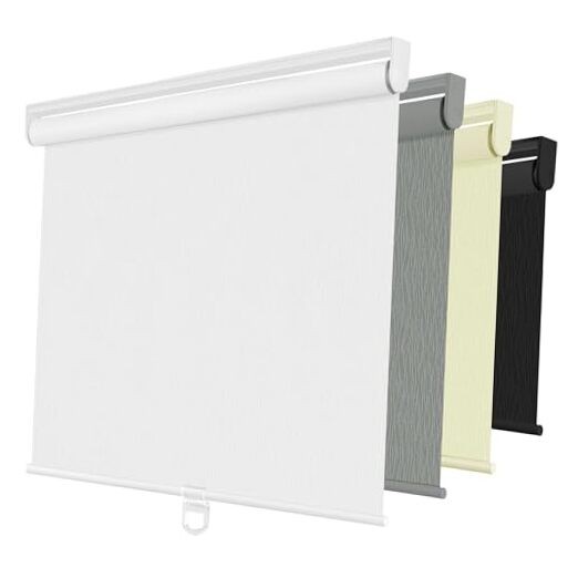 Blackout Roller Shades for Windows, Striped Pattern Cordless 32″W x 72″H White