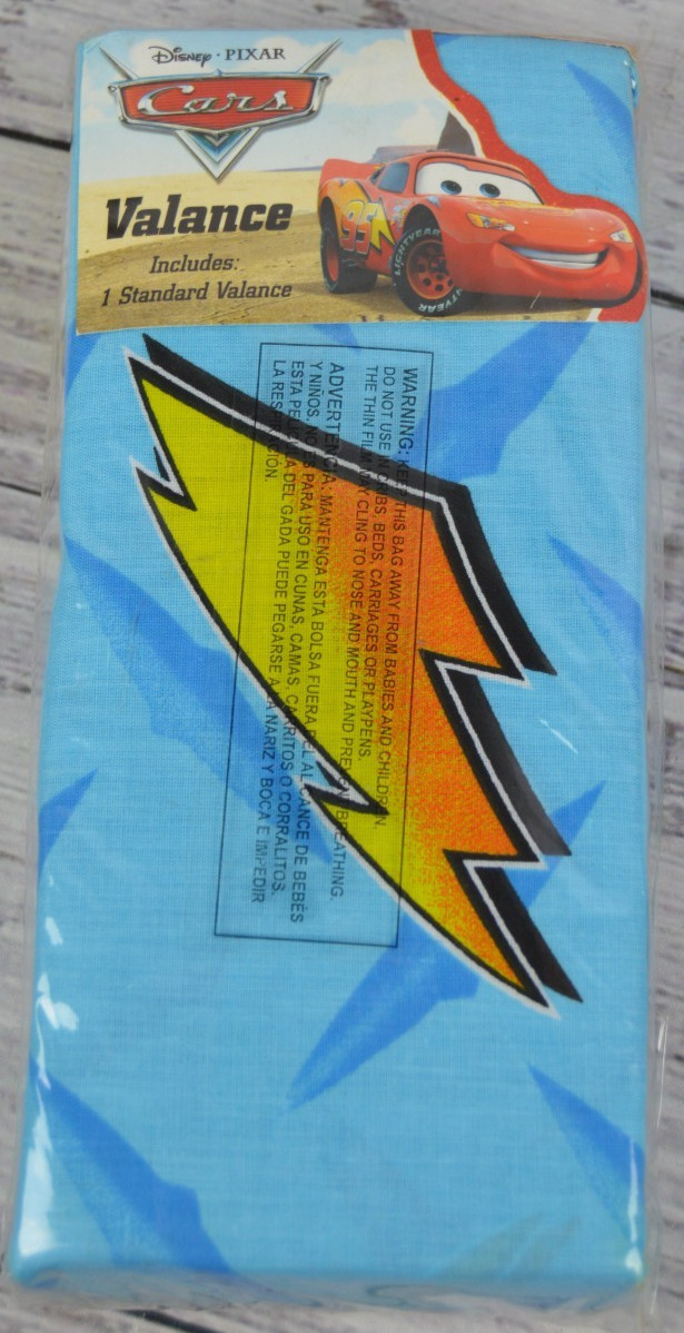 Disney Pixar Cars Blue Lightning Bolt Curtain Rod Pocket VALANCE Jay Franco NEW