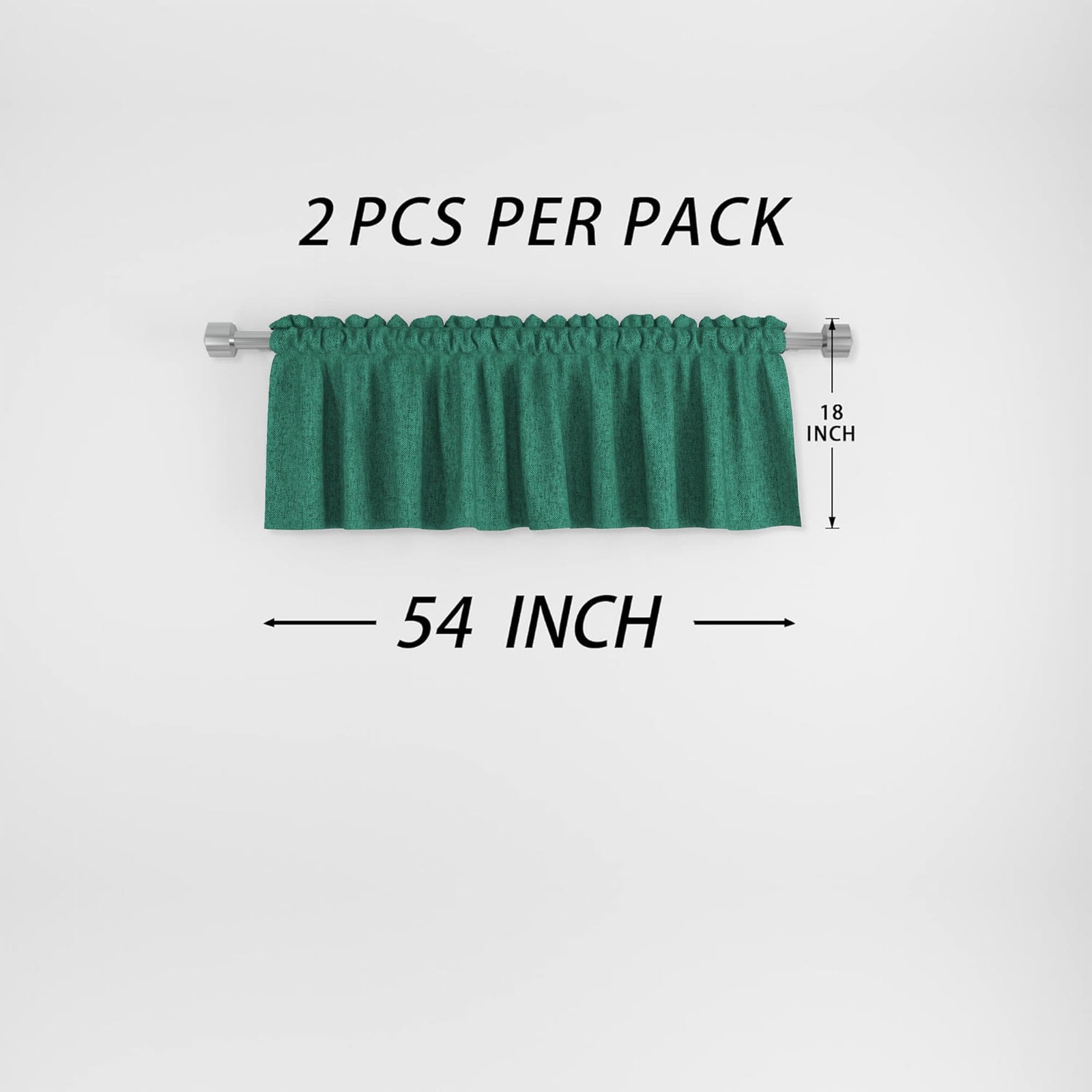 2 Pieces Valance Dark Green Curtains 18 inches Long Linen Textured Bathroom P…