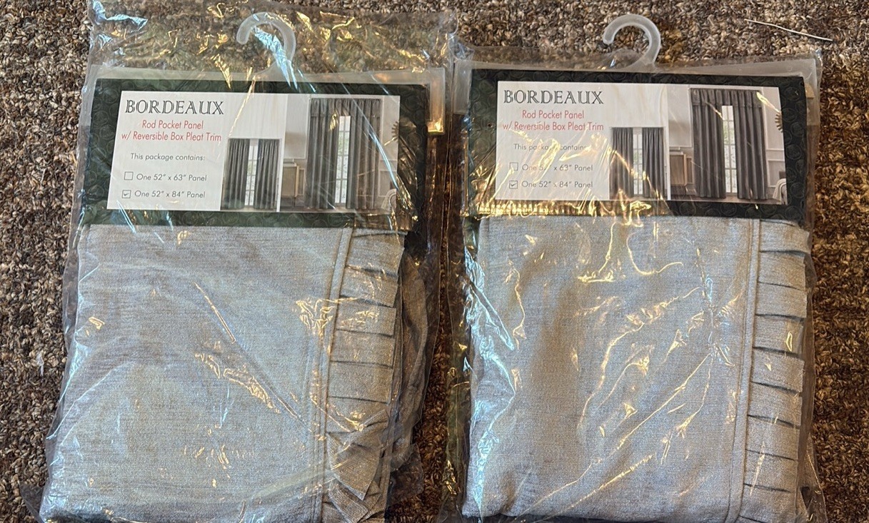 52×84 Bordeaux Rod Pocket Panels Silver 2 Panels New In Bag