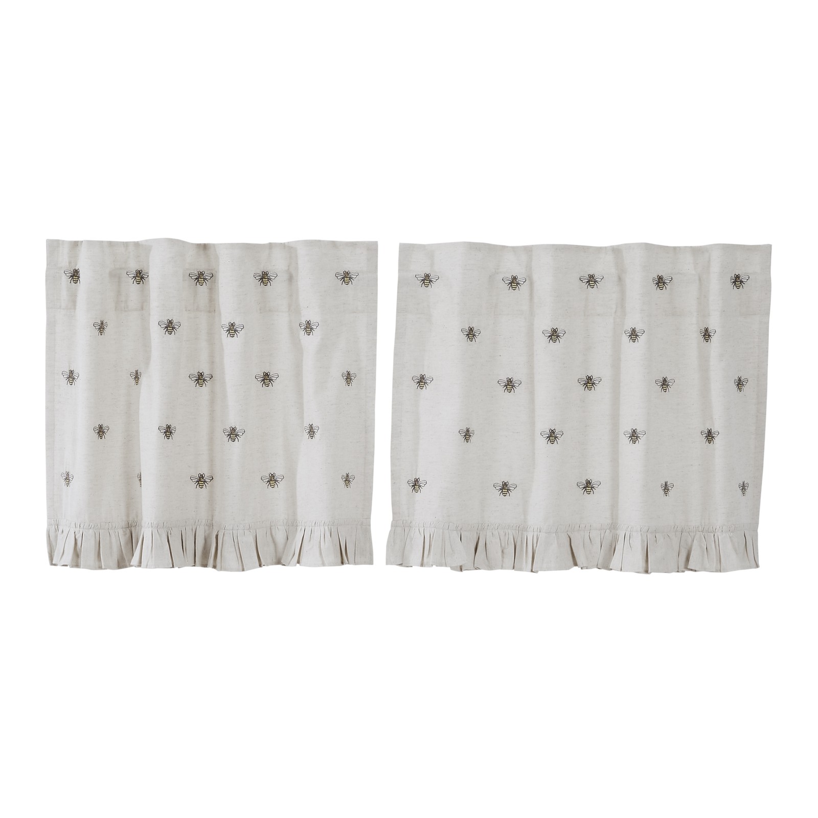 Farmhouse 24″x36″ Honey Bees Tier Pair Creme Kitchen Window Curtains VHC Brands