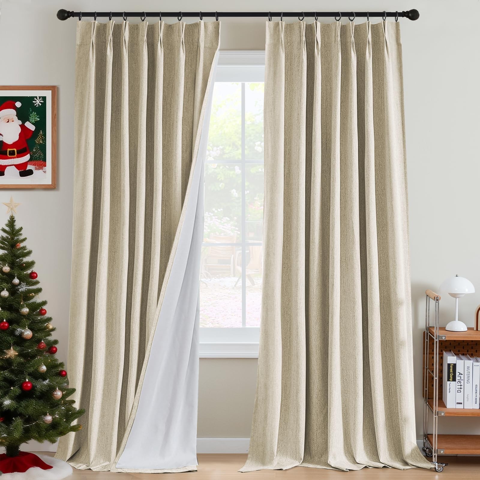 H.Versailtex Pinch Pleated Full Blackout Curtains Linen Blended Chenille