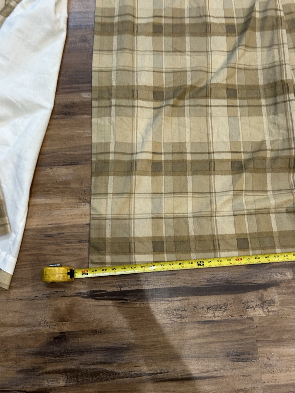 Cedrick Tan Beige Plaid Flannel Drapes 2 Panels 83×48 Jc Penney Euro Pinch Pleat