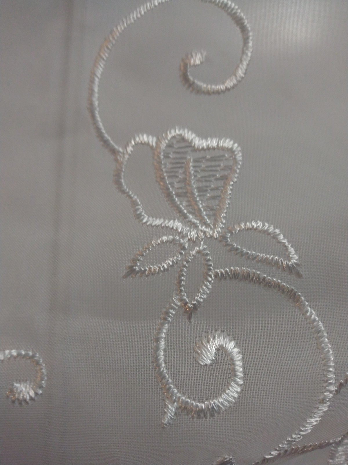 Window Topper 2 pcs Lace,White Embroidered Lace With Flowers. 56″L X 18.5″W..
