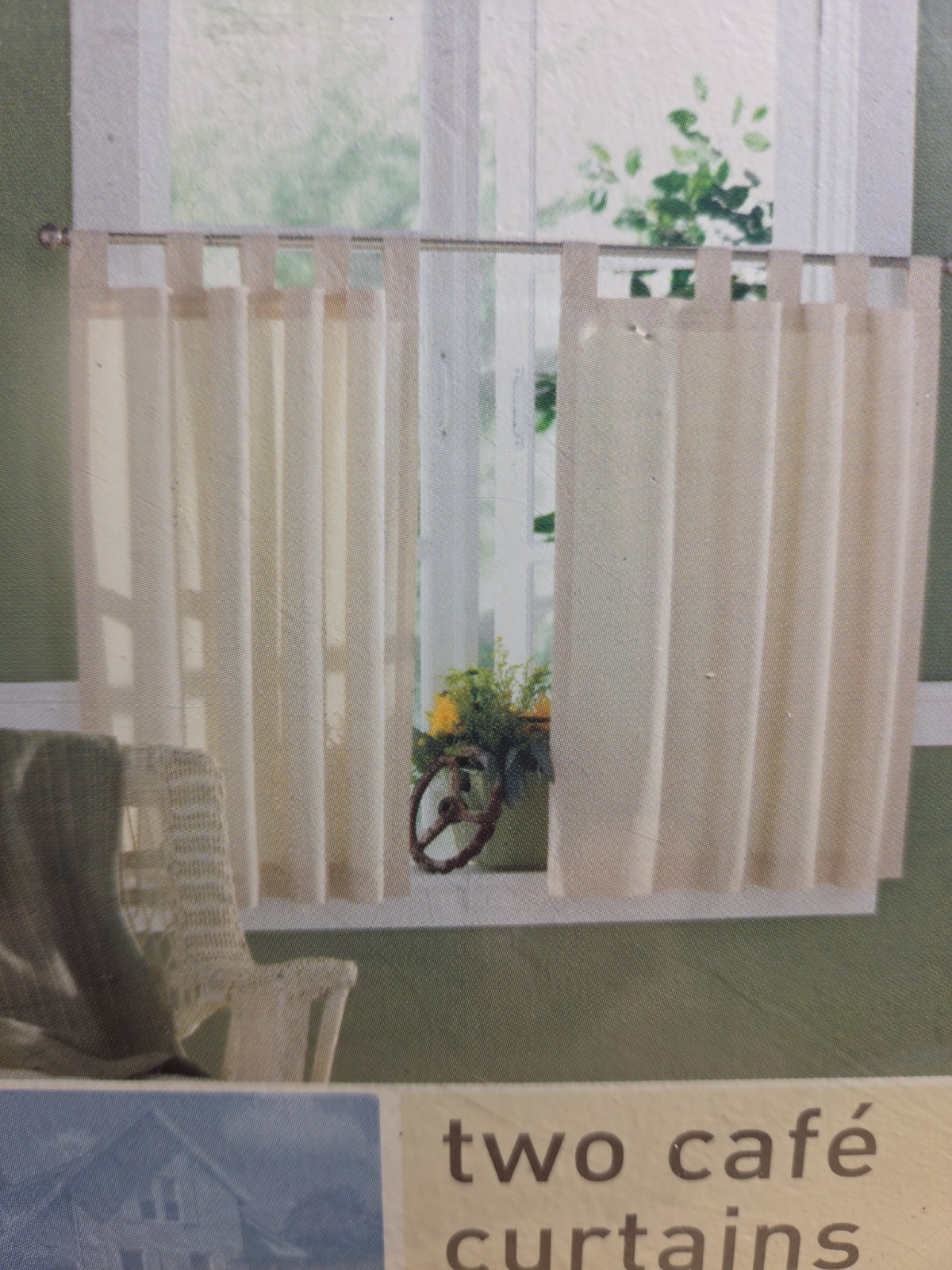Casual Home Target Tab Top Cafe Curtains Ivory Sailcloth 42 x 36 Pair NOS