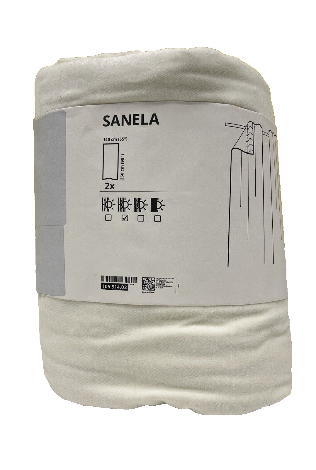 New IKEA SANELA Curtains 1 Pair Off-White 140×250 cm (55×98 “) 105.914.03