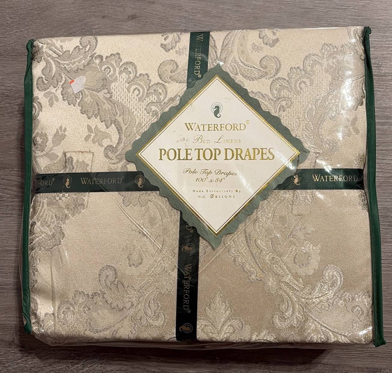 Waterford Bryanne Platinum Flora Pair Pole Top Drapes Panels 50×84 –NEW