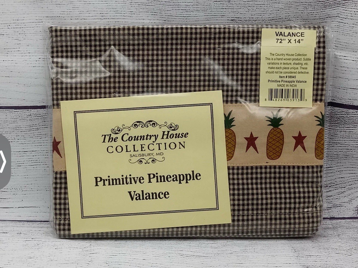 Pineapple & Stars Window Valance, 72″ x 14″ NEW