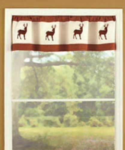 Deer Silhouette Window Kitchen Valance Woodland Northwoods Lodge Cabin Decor