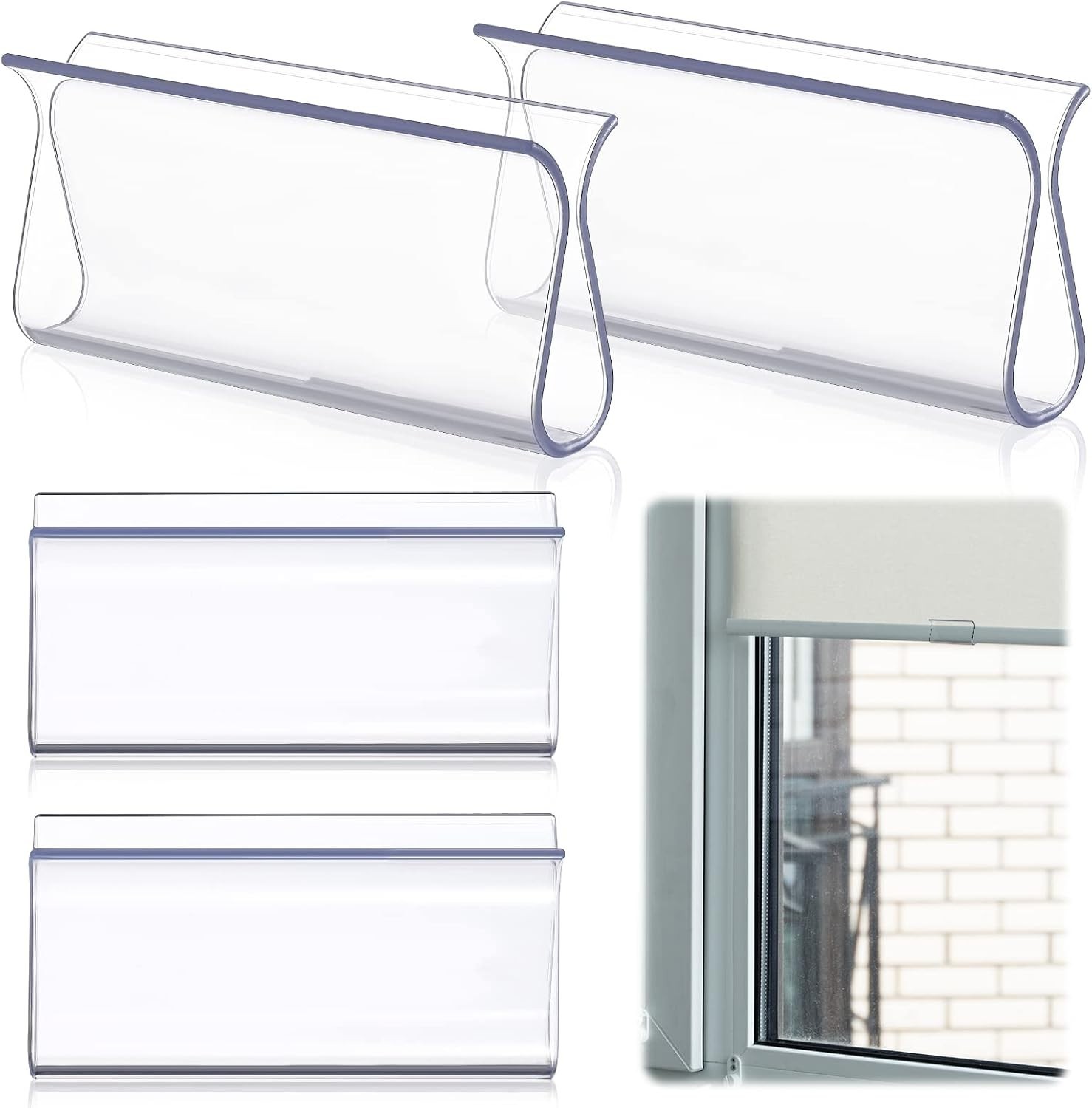 4-Pack Clear Hem Grip Hardware for Pull Down Roller Shades – Easy Installation