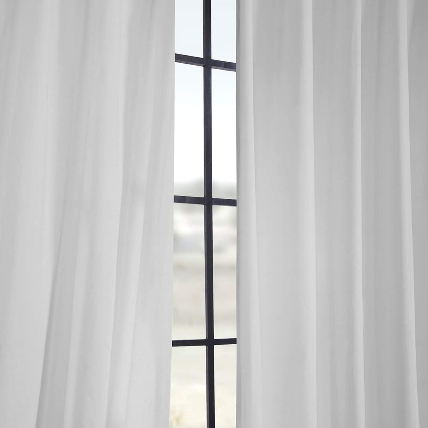 Solid Tie Top Cotton Curtains 84 Inches Long (1 Panel) Luxury Light Filtering Cu