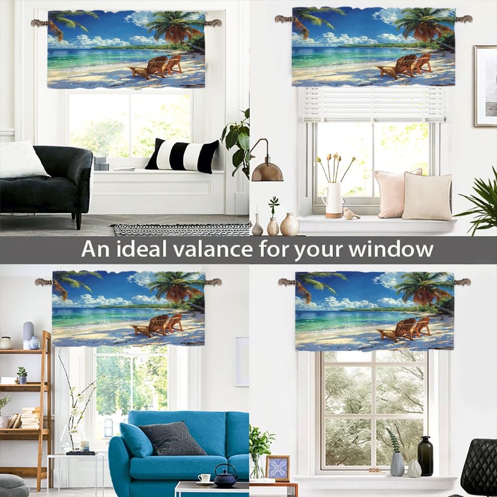 1 Panel Fantasy Sea Beach Chair Valance for Windows, Rod Pocket Nature Ocean …