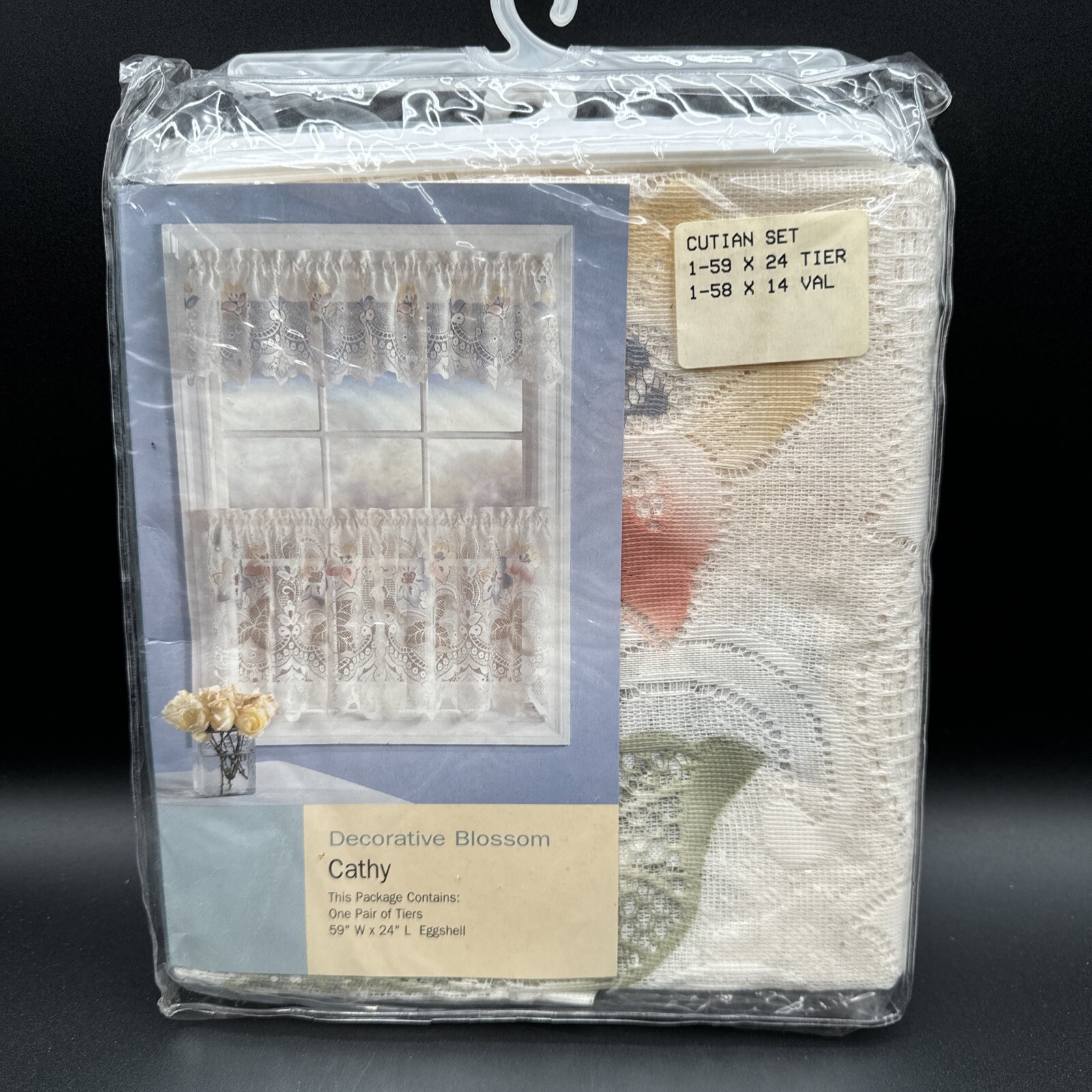 Battenburg Cotton Lace Window Curtains Beige New In Package 59 X 24″
