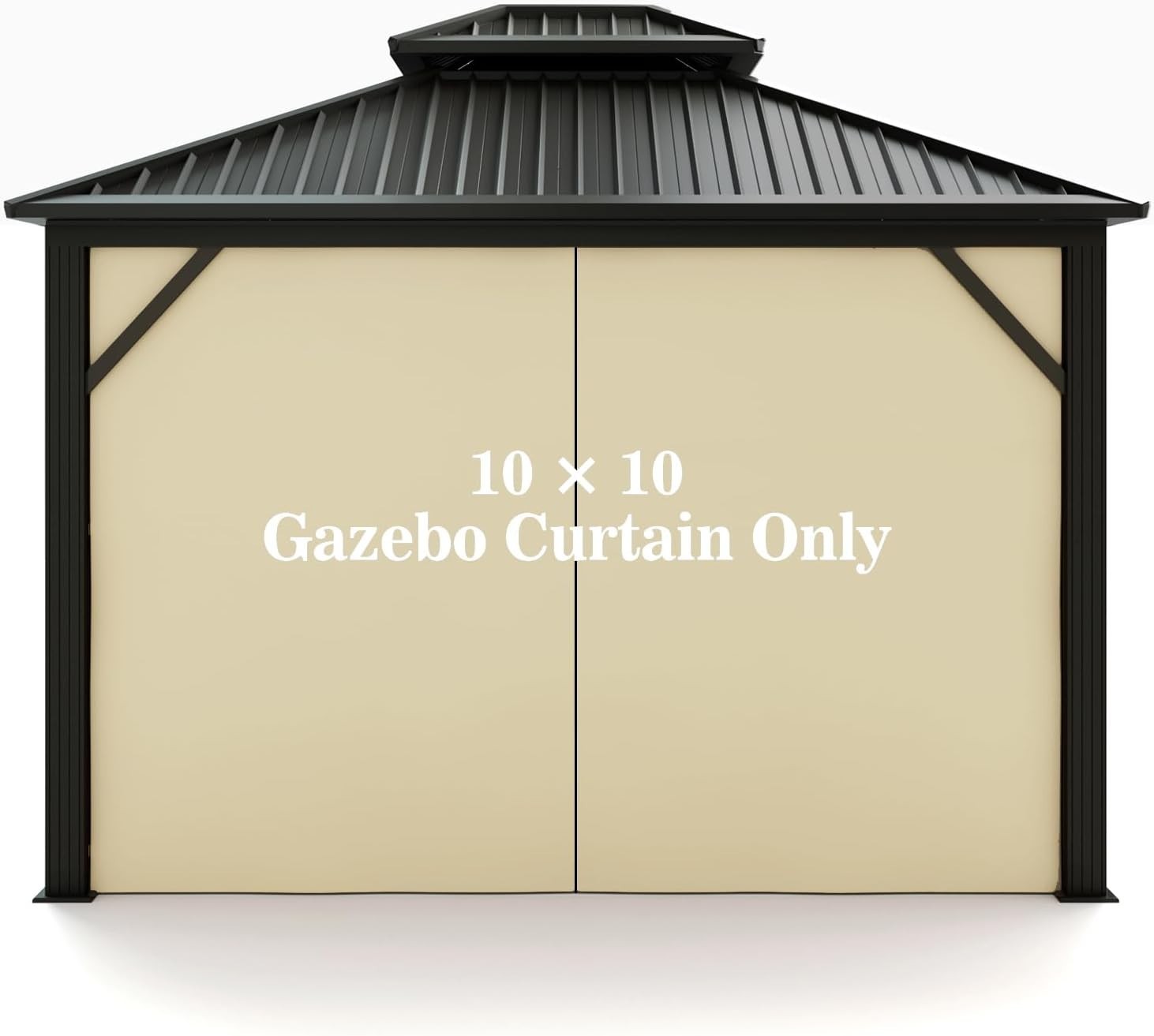 Durable 10′ x 10′ Water-Resistant Gazebo Privacy Curtain with Zipper – Beige