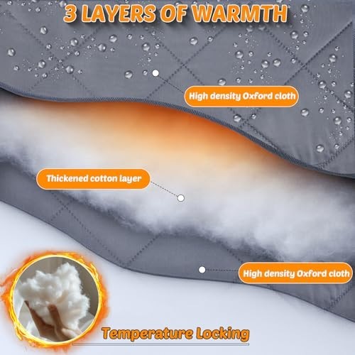 3 Layer Thermal Insulated Window Cover 47x63in Roll-Up with Hook & Loop