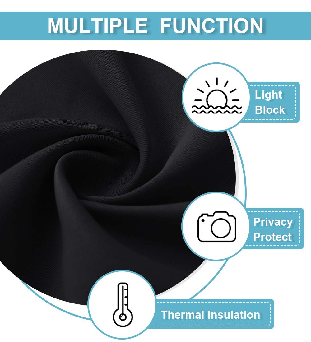 RYB HOME Black Blackout Curtains for Bedroom 42″W x 72″L (Pack of 2),
