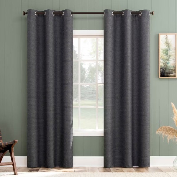 1pc 40"x63" Landon Textured Semi-Sheer Grommet Curtain Panel Steel