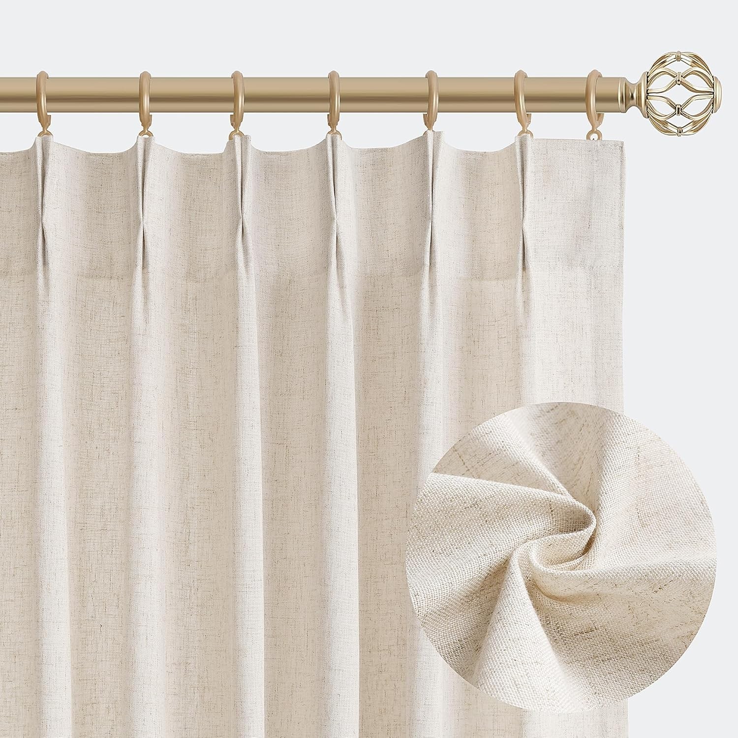 Natural Pinch Pleated Linen Curtains 84 Inch Length 2 Panels for Living Room …