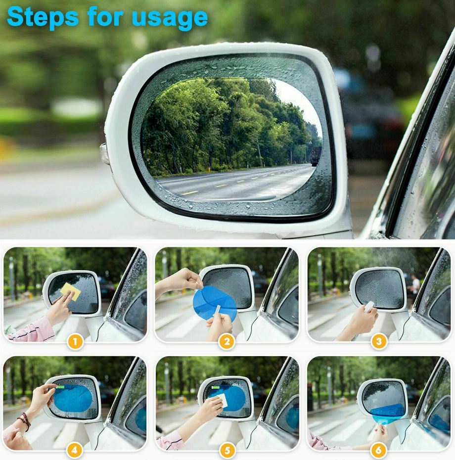 4x Waterproof For Car Rearview Mirror Rainproof Anti-Fog Rain-Proof Film Sticker