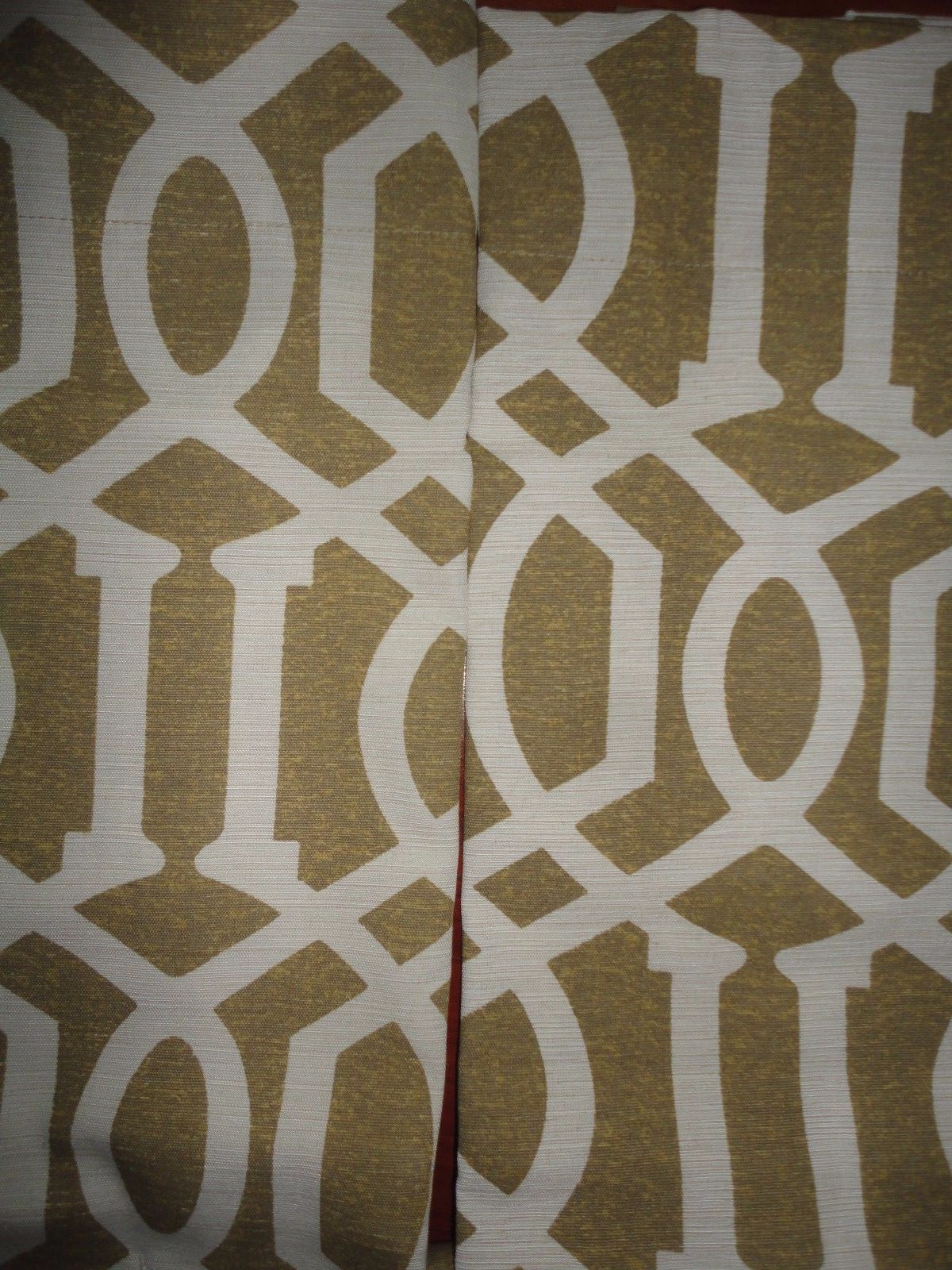 THRESHOLD CURTAIN PANEL TAUPE & CREAM FRETWORK (2) DRAPERY PANELS 54 X 84