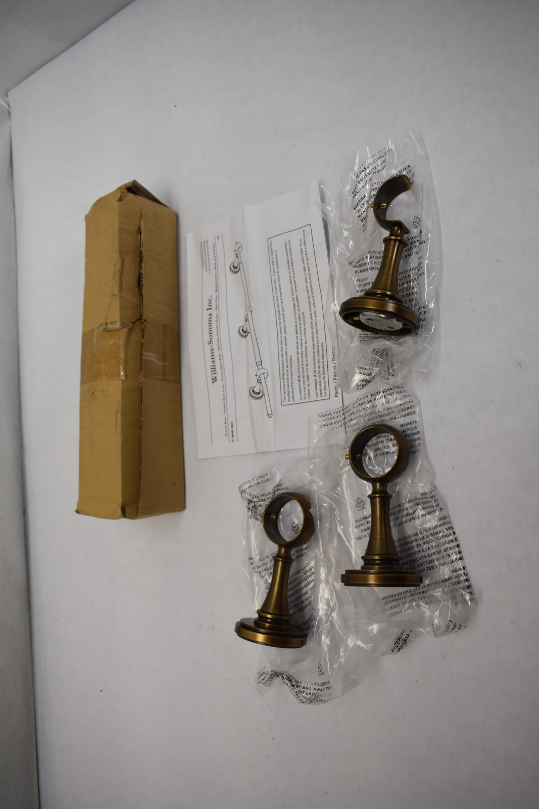 Williams Sonoma Curtain Bracket Assembly Hardware Kit Simple Barral Circle Brass