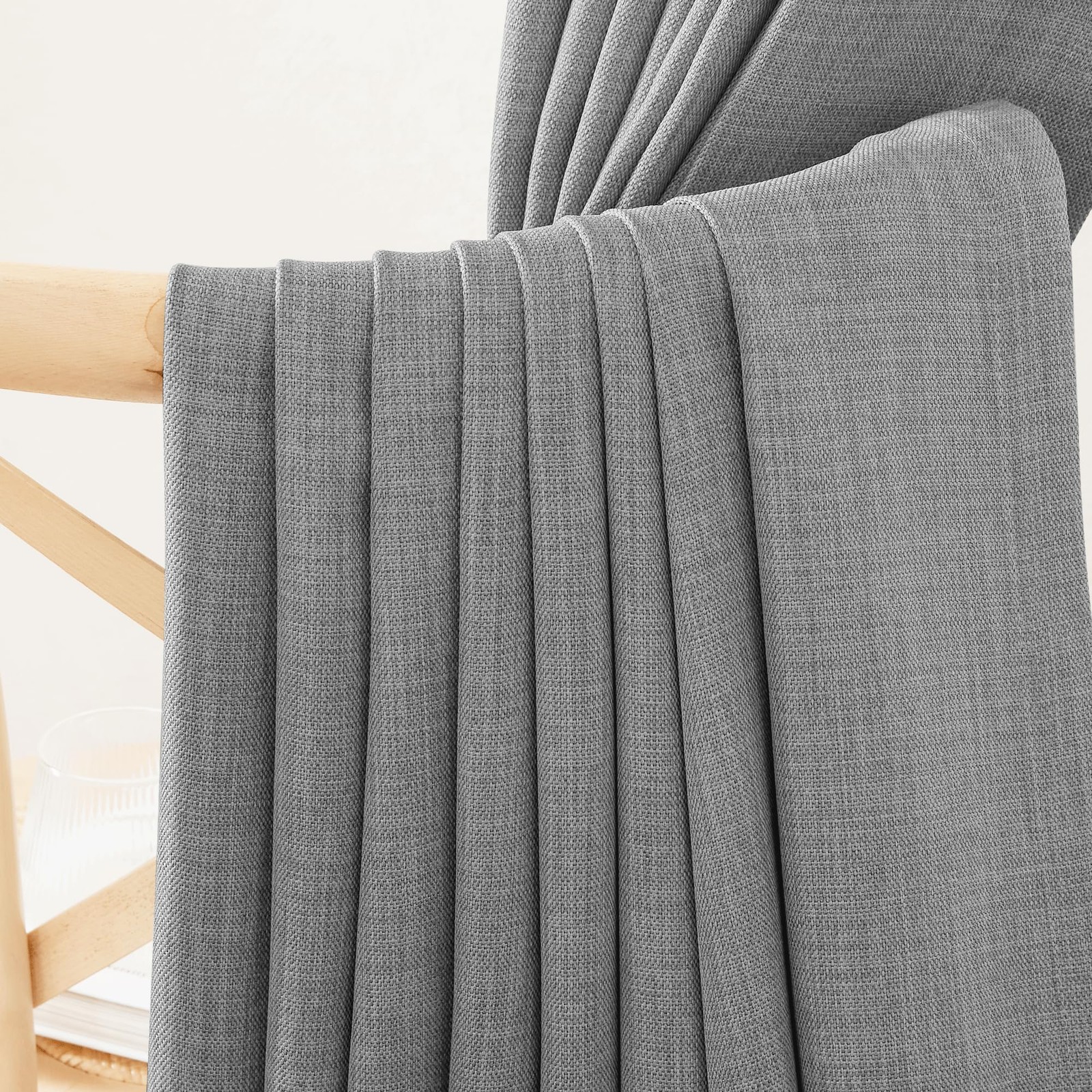 Extra Wide Light Grey Sliding Door Curtains, Hook Belt/Rod Pocket/Back Tab Fa…