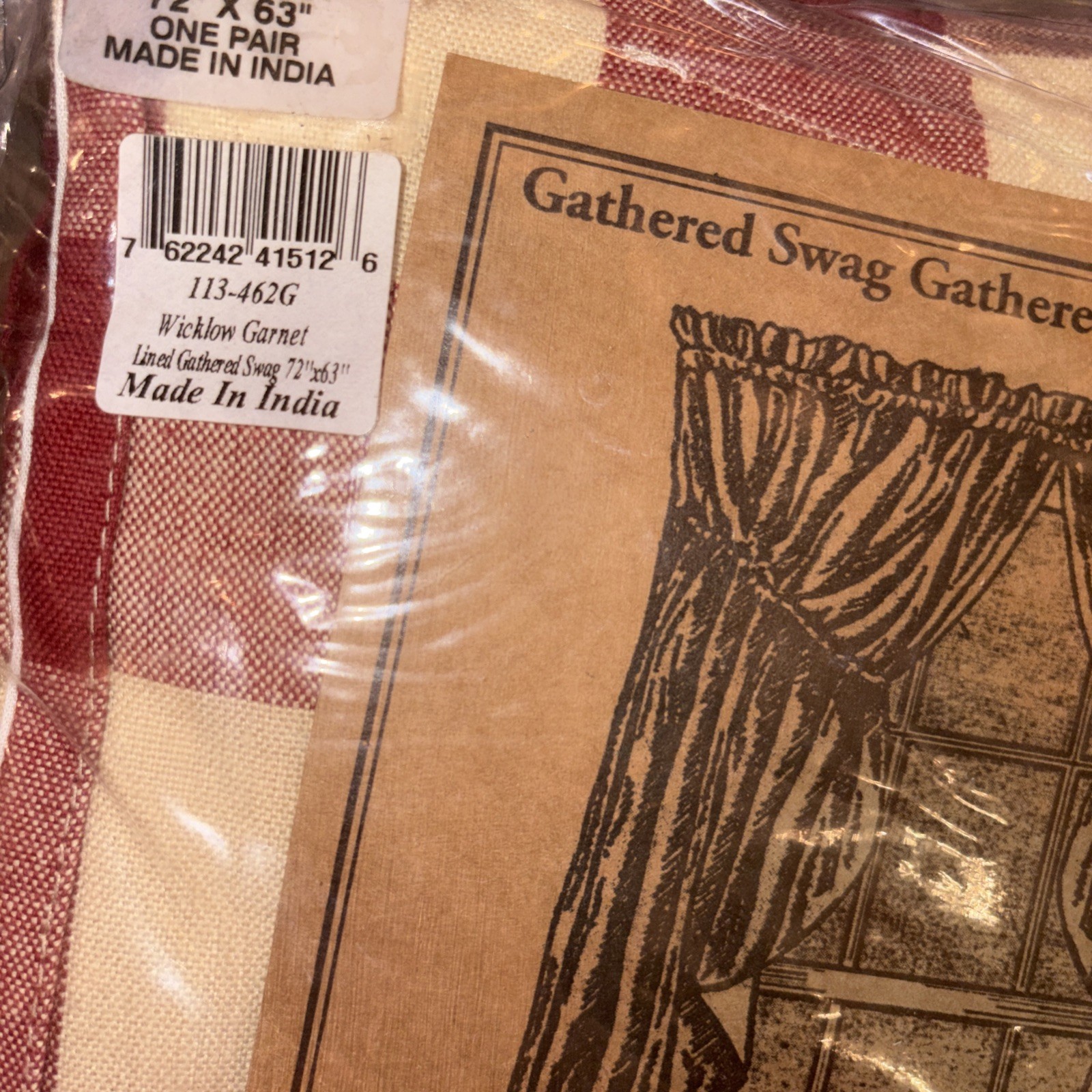 Park Designs- Wicklow Lined Gathered Swag – Garnet #113-462G New