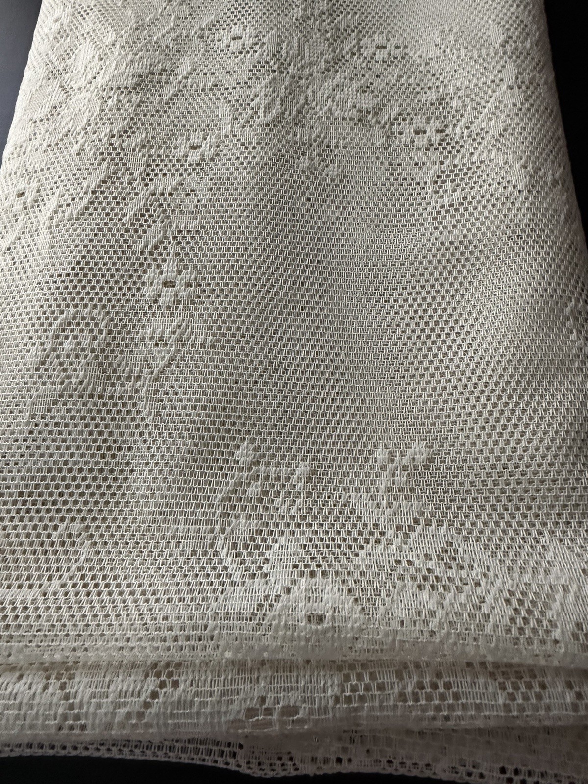 Protela 2 Panels Lace Curtains Ivory Ecru Each Panel Is 62” X 62” Floral Rose