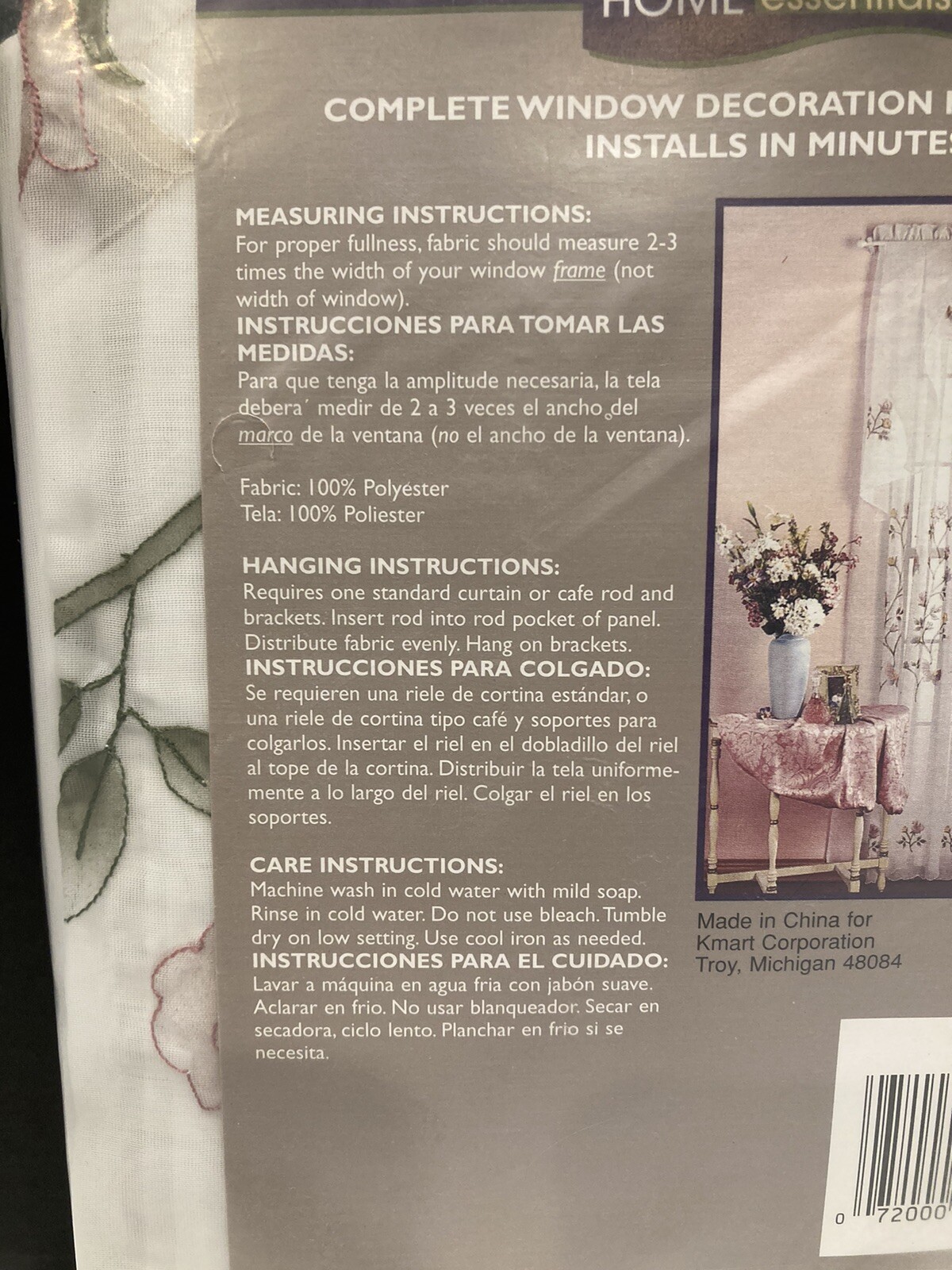 Home Essentials Panel Curtains Belle Style White 60” x 84” NOS