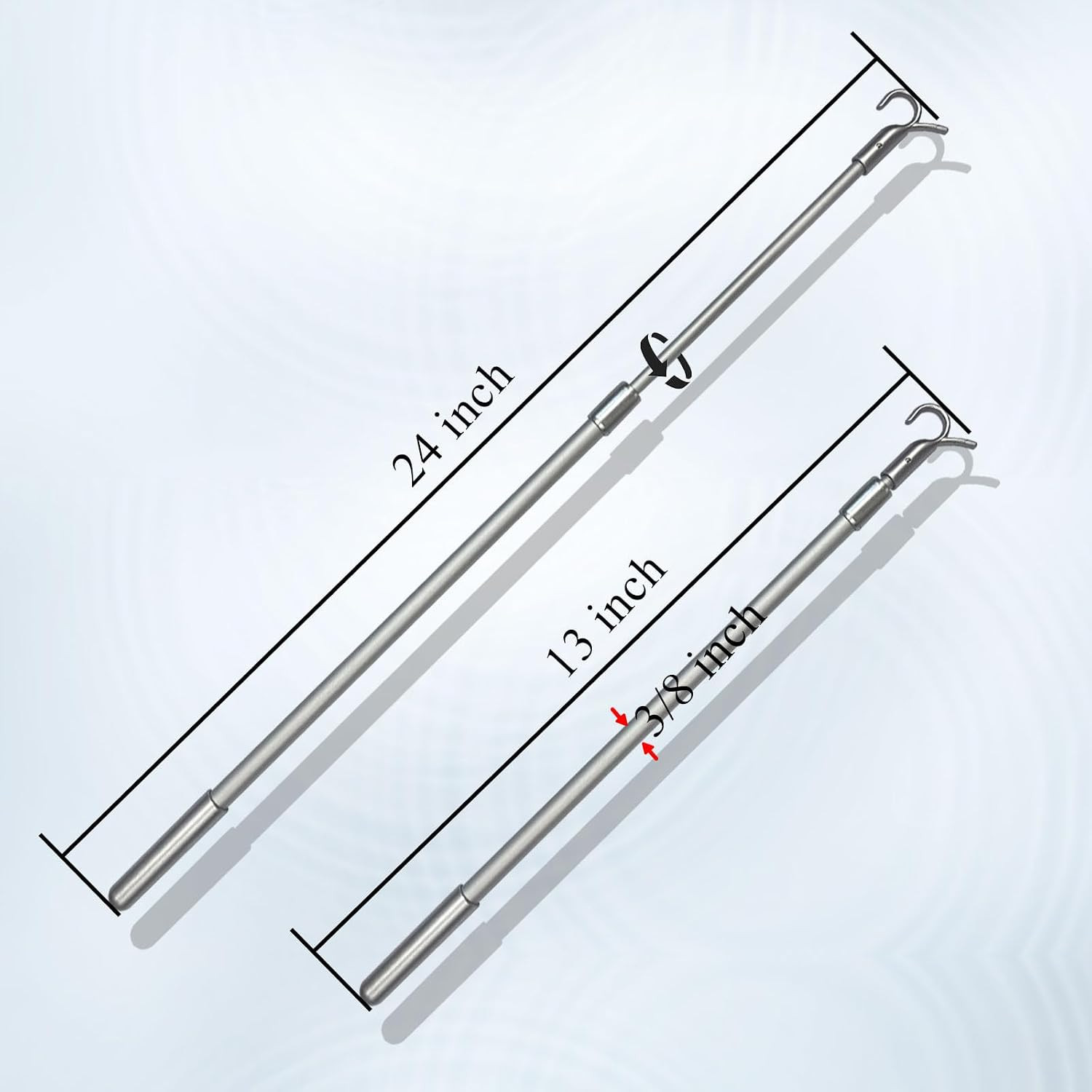 Draw Rod for Cordless Window Blinds Shades, Telescopic Metal, 13 to 24 Inches