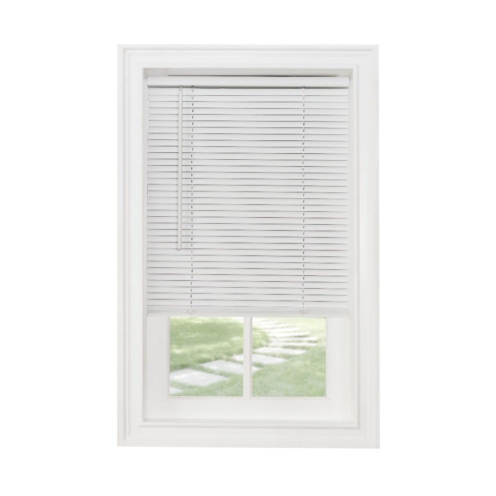 Vinyl Light Filtering Cordless Window Mini Blind, 58″ Width x 48″ Length, Pearl