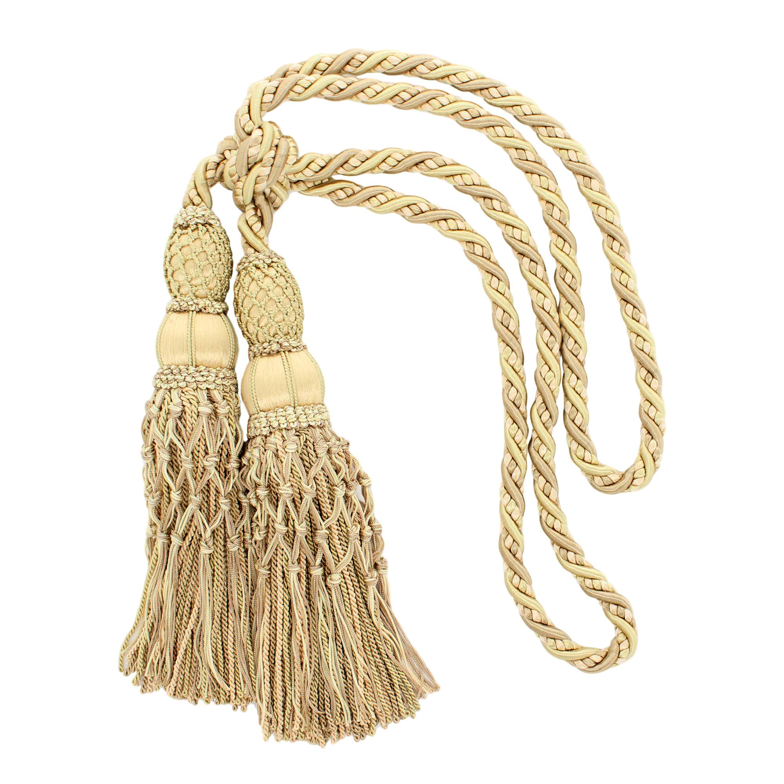 10″ Double Tassel Tieback Shell, Kasha, Ecru Beige – EL02 [Invidual]