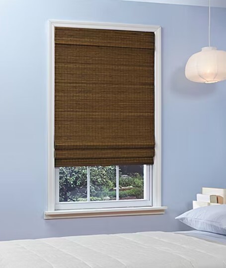 Natural Woven Bamboo Cordless Roman Shade – Brown, Various Sizes